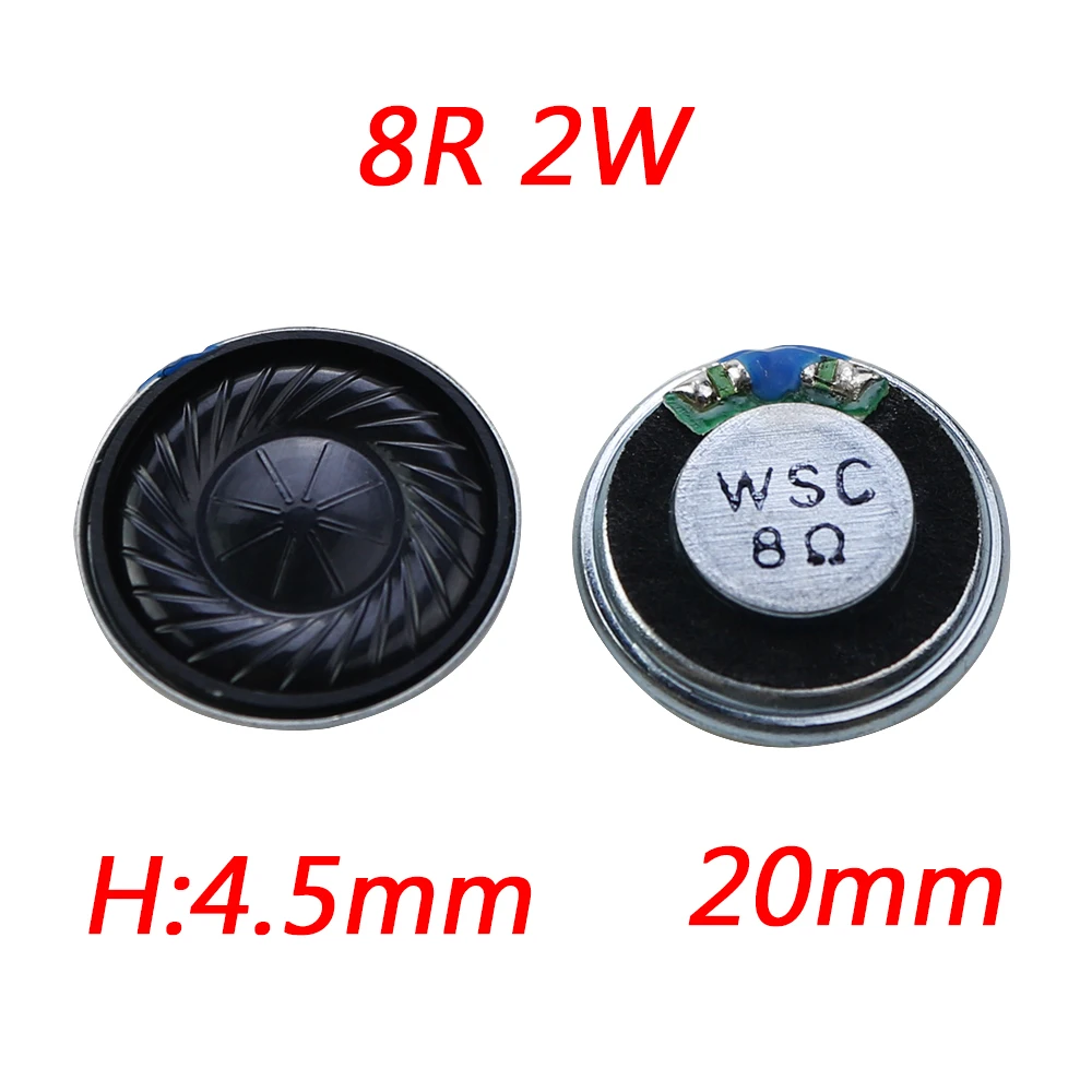 2 uds Mini altavoz fino 8 Ohm 2 vatios 2W 8R diámetro del altavoz 20MM 23MM 28MM 36MM 40MM 2CM 2,3CM 2,8CM 3,6CM espesor 5MM 4,5MM - imagen 2