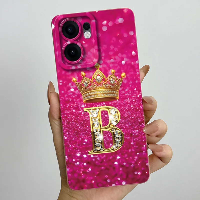 Para OPPO Reno 13F 4G 5G 13 FS funda CPH2699 contraportada corona letra pintada funda de teléfono de silicona suave para Reno13 F Fundas parachoques - imagen 2