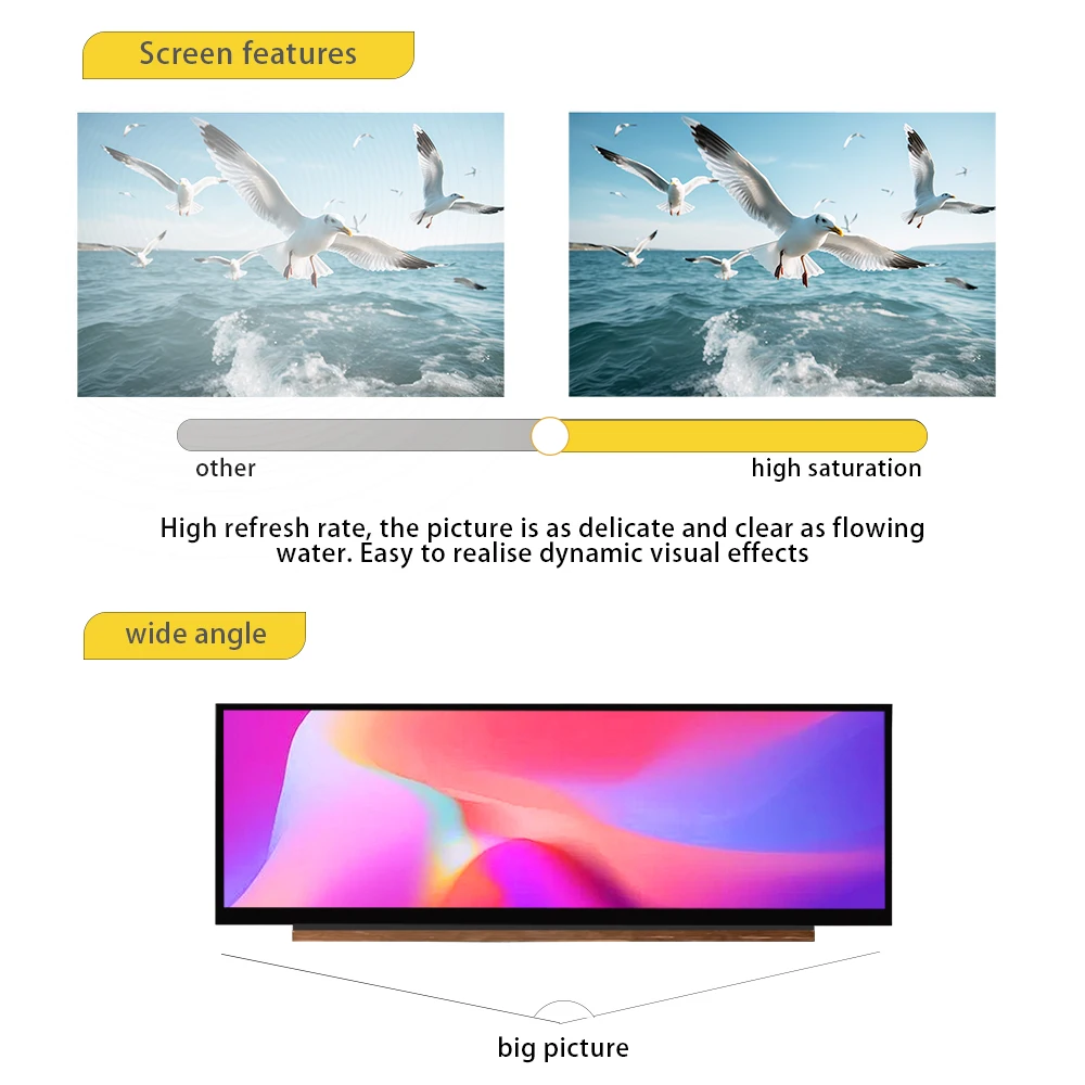 LESOWN-Monitor portátil asistido por ordenador 4K, 14,1 pulgadas, FHD, 1920x515, Panel LCD, barra larga estirada, módulo de pantalla ultraancho - imagen 5