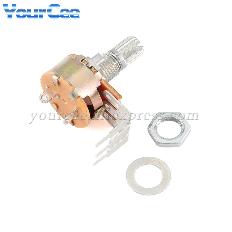 Pies doblados de potenciómetro lineal WH148, 5 uds., con interruptor B1K 2K 5K 10K 20K 50K 100K 500K 1M 250K 15mm, eje, arandelas de tuercas de 3/6 pines - imagen 2