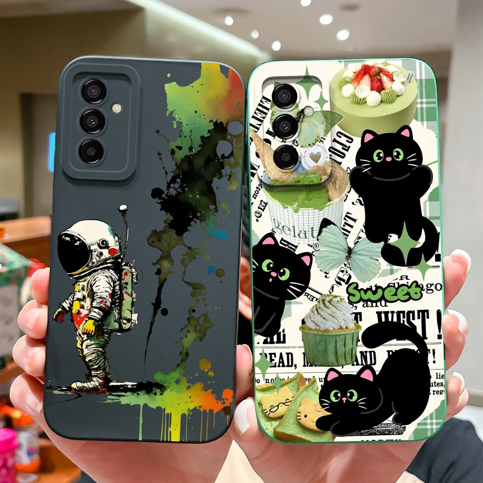 Funda de teléfono para Samsung Galaxy M23 F23 5G, carcasa trasera protectora de silicona suave a prueba de golpes, Gato divertido, astronauta