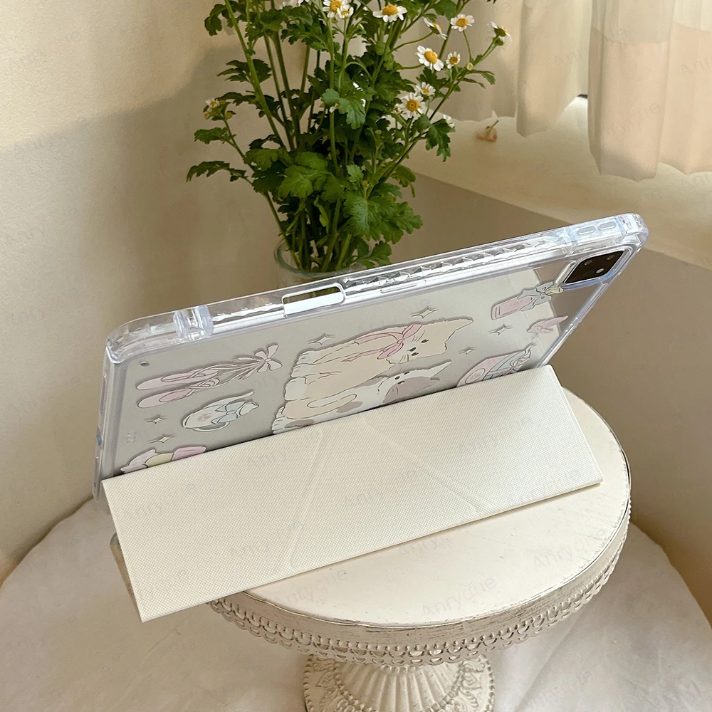 Funda bonita de gato de dibujos animados para iPad A16 11th 2025 Pad 10 10th Generation 2024 Pro 11 Air 11 "Air 5 4 cubierta de 10,9 pulgadas con portalápices - imagen 4