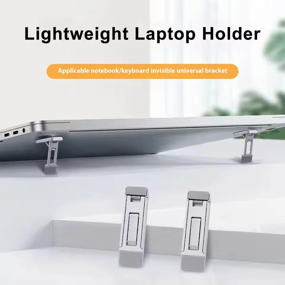2 unids/set Universal portátil Invisible soporte para ordenador portátil Mini elevador de pies de aluminio para ordenador portátil elevador de refrigeración plegable para ordenador portátil