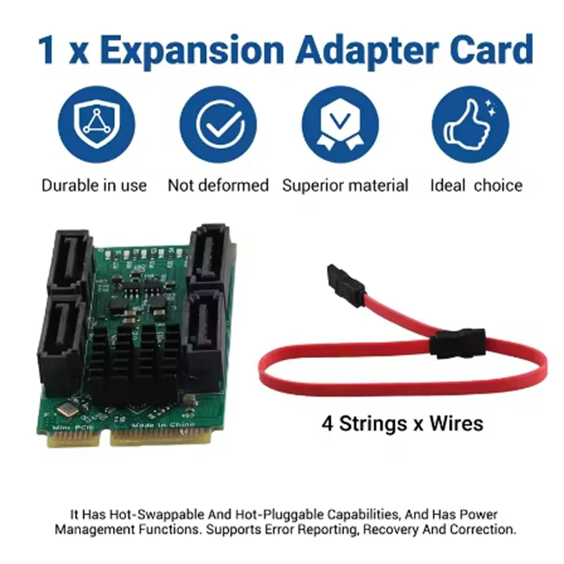 Mini tarjeta elevadora PCI-E a SATA3.0, convertidor M.2 PCI-E 2,0, tarjeta de expansión de llave B + M, tarjeta adaptadora SSD 2/4 SATA 3,0 - imagen 2