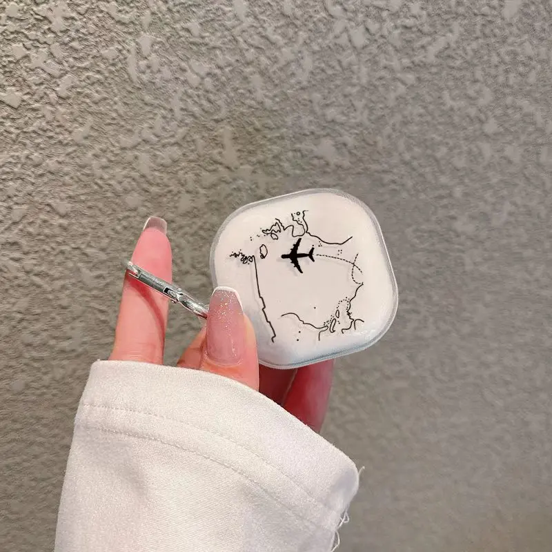 Bonita funda anticaída para auriculares con diseño de avión para Samsung Galaxy Buds 2/Pro/Live/FE con funda protectora para llavero - imagen 4