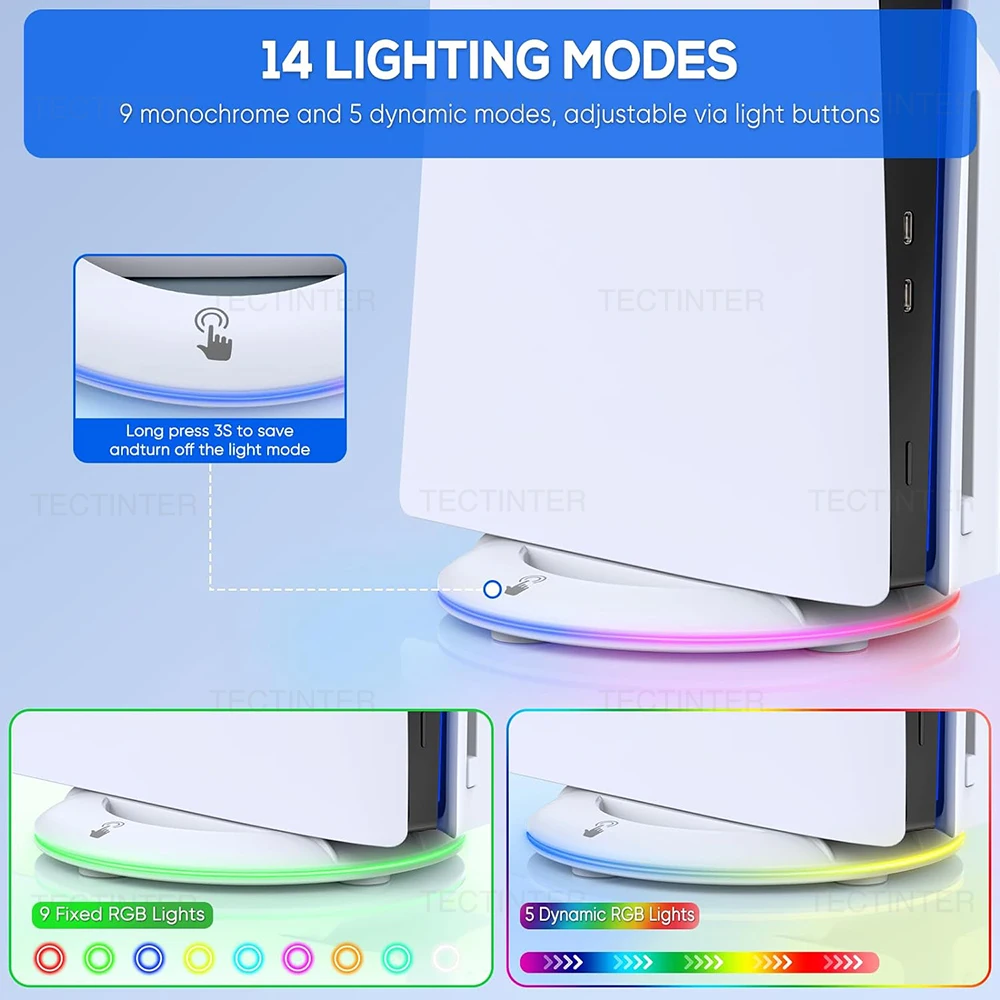 Soporte de refrigeración Vertical con luz RGB para disco delgado PS5/consola de edición Digital soporte de Base antideslizante para accesorios PS5 - imagen 4