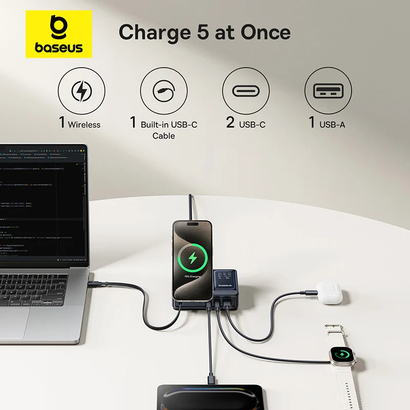 Baseus Nomos 140W Cargador USB-C Rápido para Tablet y Portátil - imagen 3