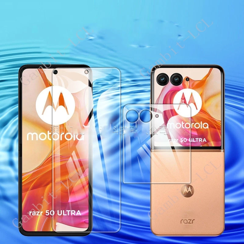 2 en 1 para Motorola Razr 50 Ultra 40 2019 2020 2022 50Ultra Razr40 Plus película de hidrogel suave hidráulica cubierta protectora de pantalla completa