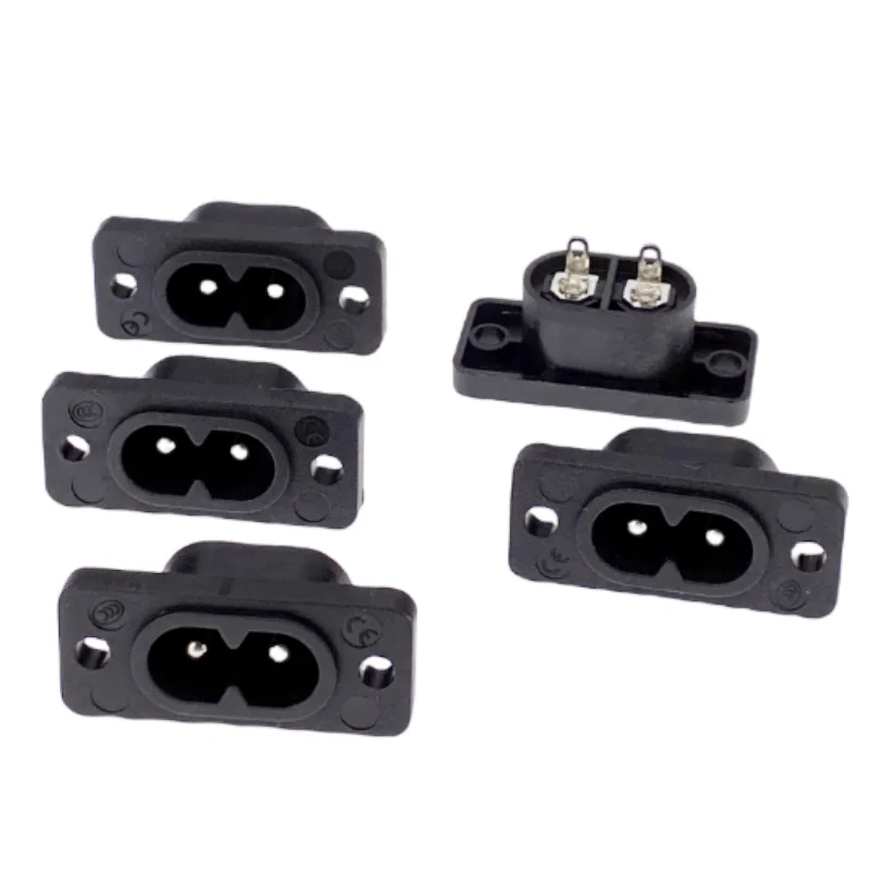 Fengyidz nuevo superventas AC250V 2.5A 5 uds 2Pin IEC 320 C8 enchufe de entrada de montaje de tornillo
