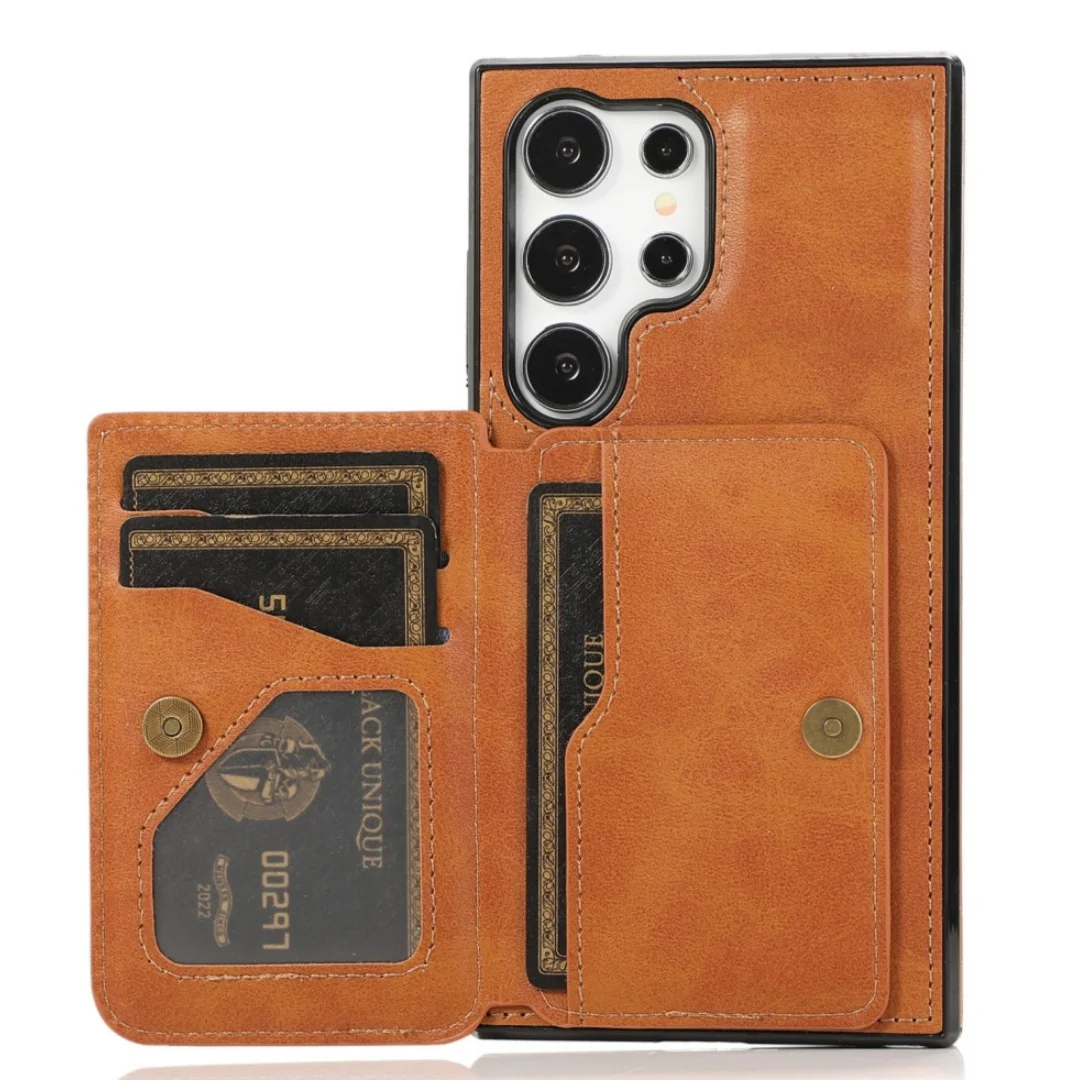 Funda de teléfono de cuero magnética con capa de bloqueo de billetera antirrobo para Samsung Galaxy S25 Edge S24 S23 S22 S21 S20 Ultra FE S10 Plus - imagen 2