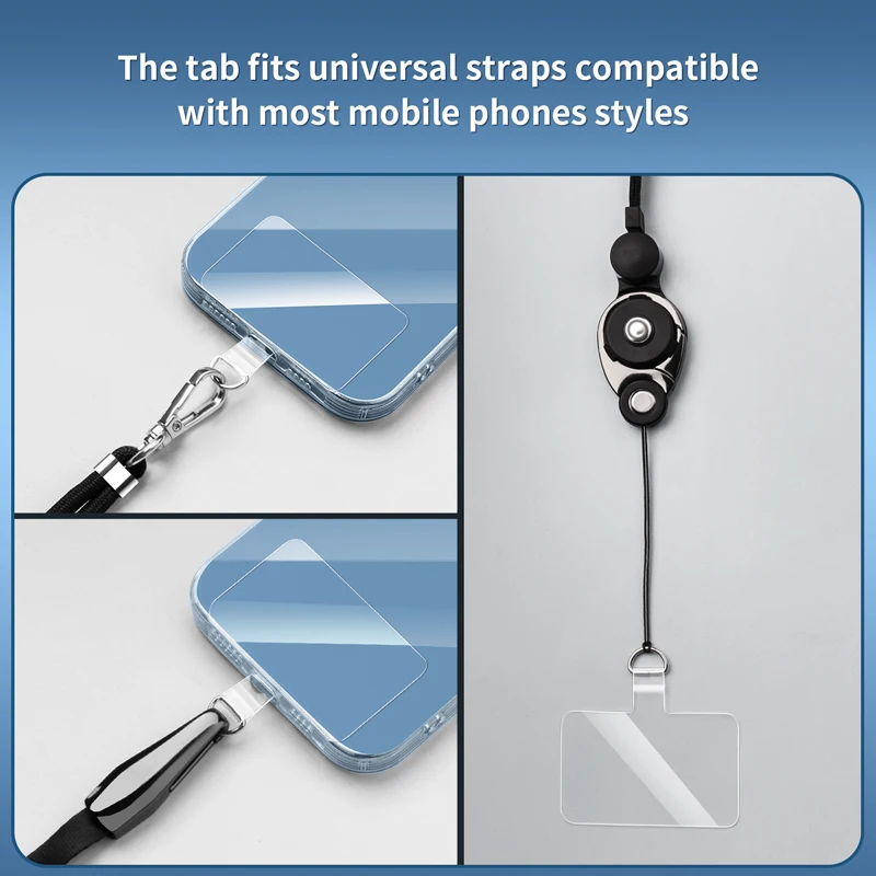 Junta de tarjeta de cordón antipérdida Universal para teléfono móvil, 5/2/1 Uds., transparente, Tpu, desmontable, cordón colgante para teléfono, correa, parche - imagen 4