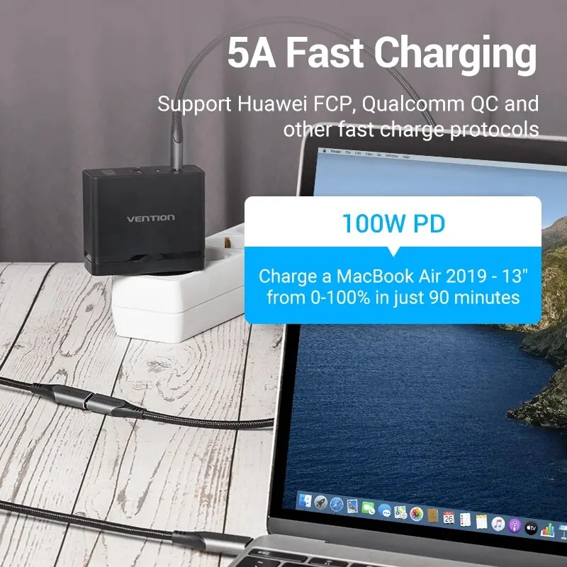 Vention Cable de extensión USB C Cable extensor tipo C USB-C Thunderbolt 3 para Xiaomi Nintendo Switch Cable de extensión USB 3,2 - imagen 5