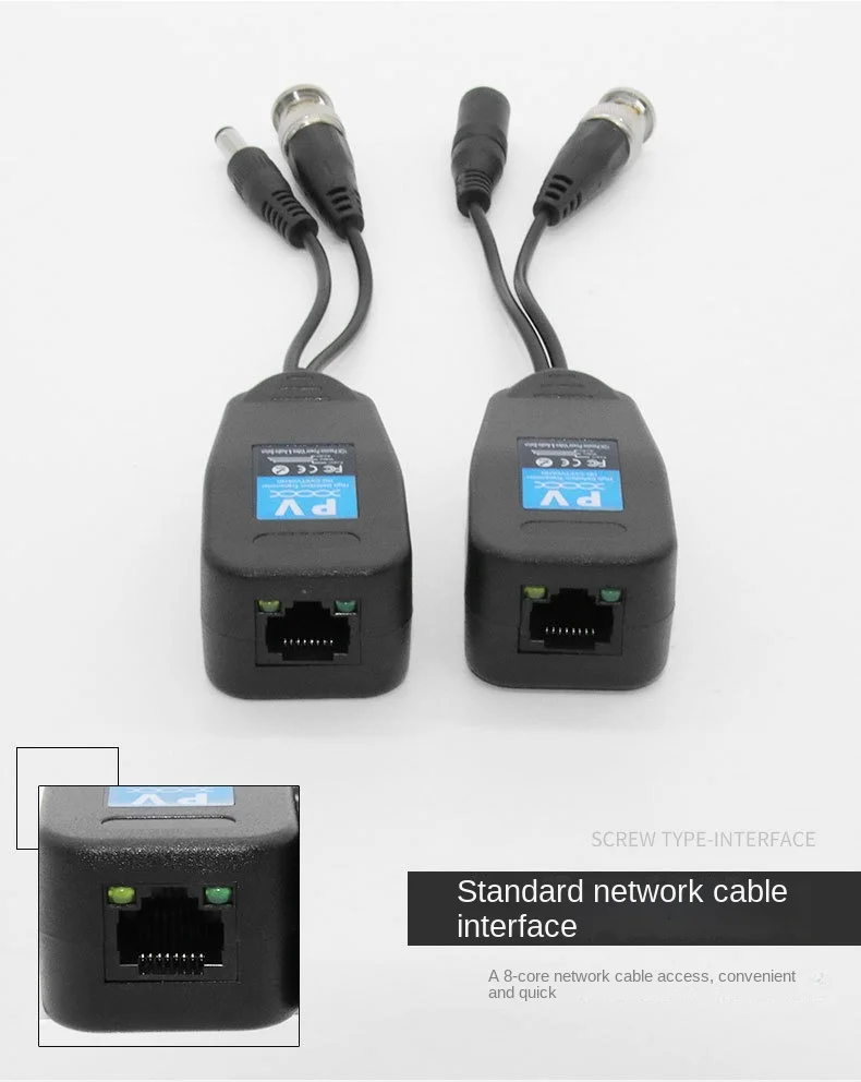 AHDCVITVI-fuente de alimentación 2 en 1 para monitoreo de vídeo, transmisor de par trenzado Coaxial, Cable de red de cámara analógica de alta definición - imagen 2