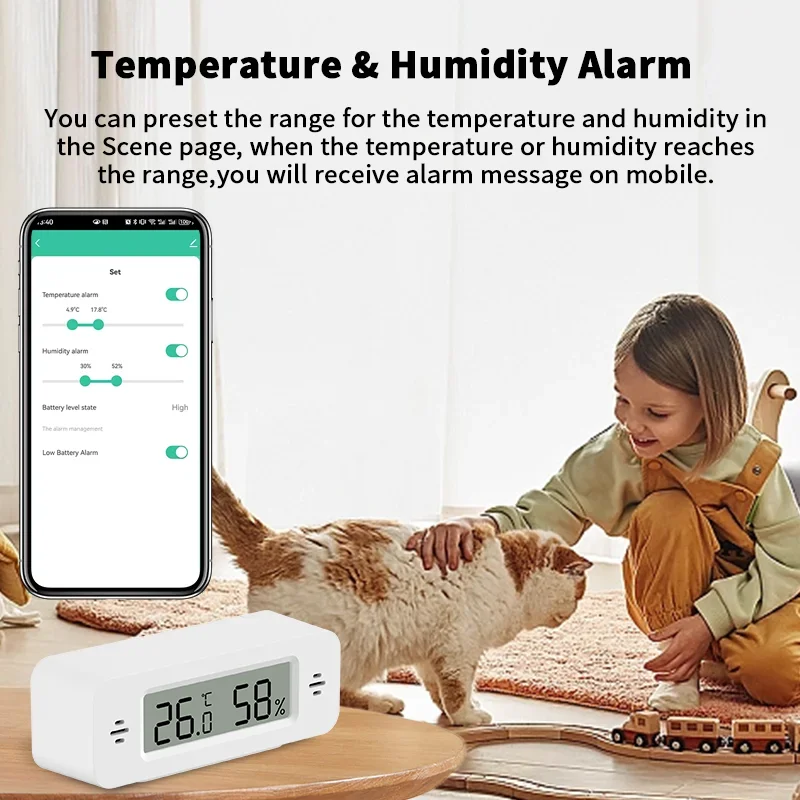 Tuya WiFi Zigbee Mini temperatura humedad para hogar inteligente termómetro higrómetro aplicación remota trabajo con Google Home Yandex Alexa - imagen 4