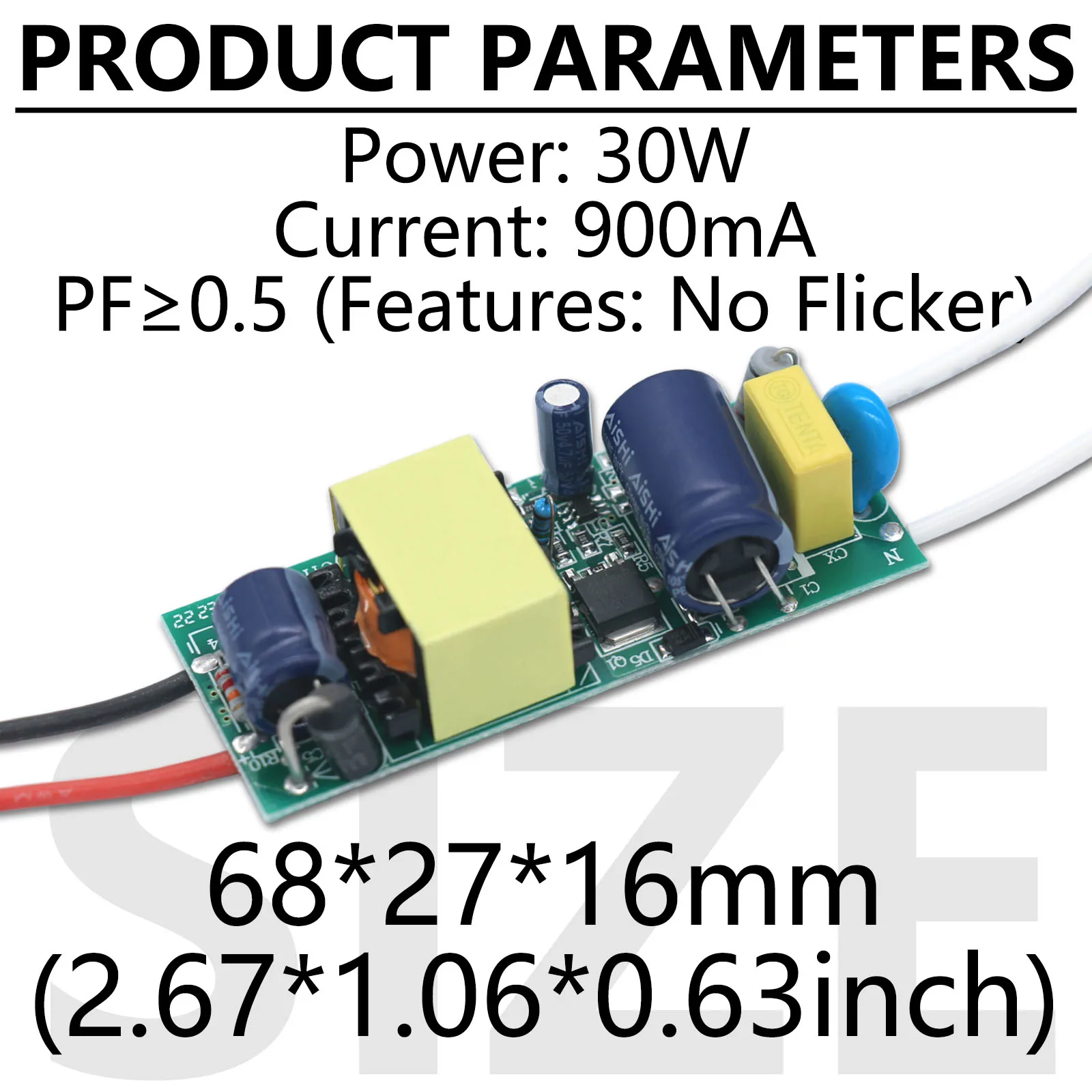 Sin parpadeo PF≥0,5 Controlador LED 10W 20W 30W 40W 50W Fuente de alimentación 300mA 600mA 900mA 1200mA 1500mA Transformadores de iluminación AC90-265V - imagen 5
