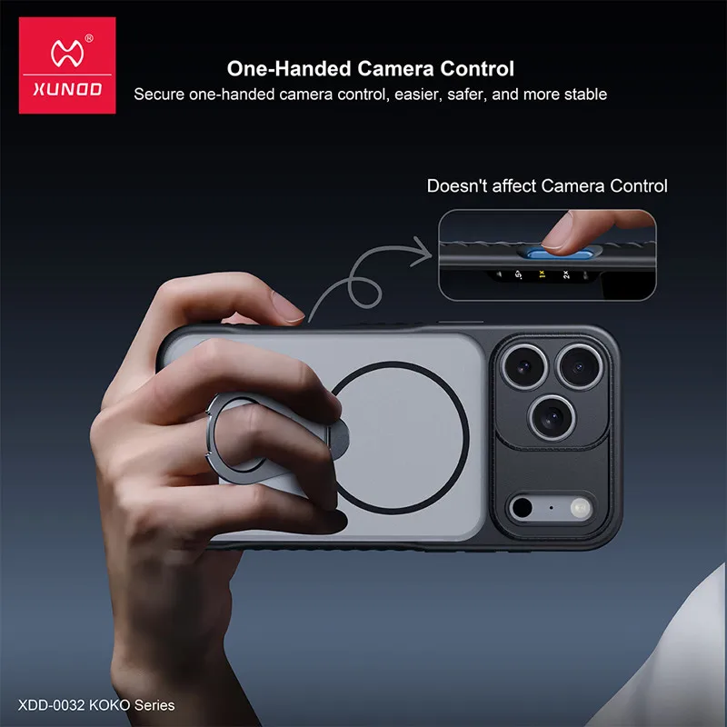 Para iPhone 17 Pro Max, 17 Pro Funda magnética XUNDD KOKO PC dura Translúcido Mate Funda plegable con soporte para teléfono - imagen 3