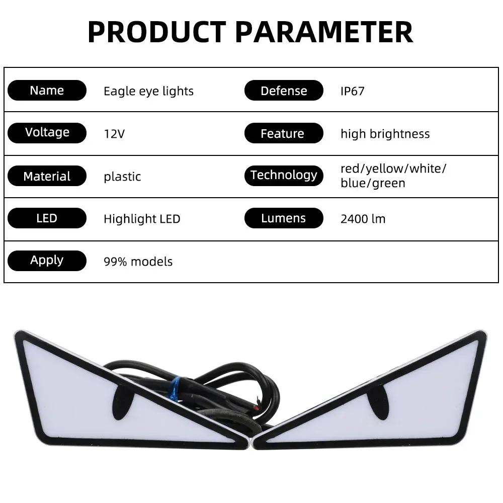 Luces LED de ojos del diablo para motocicleta, faro Universal de ojos de demonio, Mini lente de proyector, luces decorativas para coche, 2 uds. - imagen 5