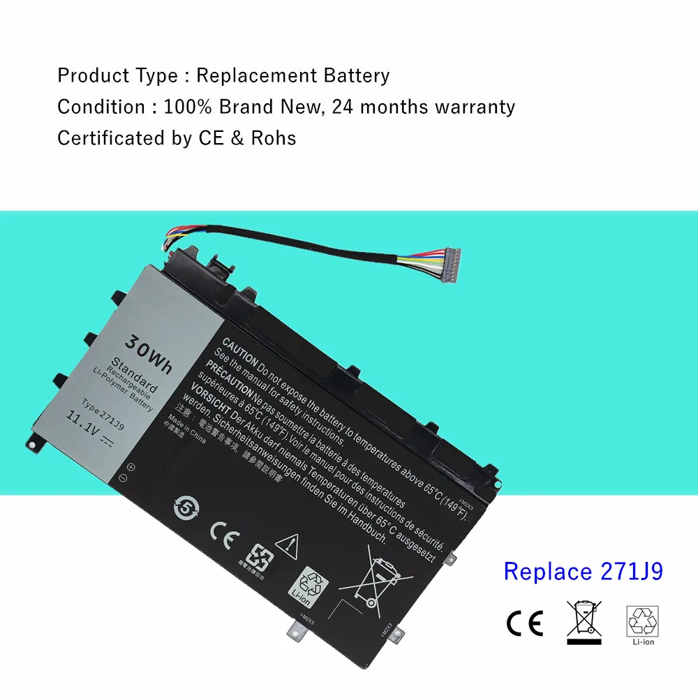 271J9 Batería para portátil Dell Latitude 13 7350 Series 11.1V 30Wh - imagen 2