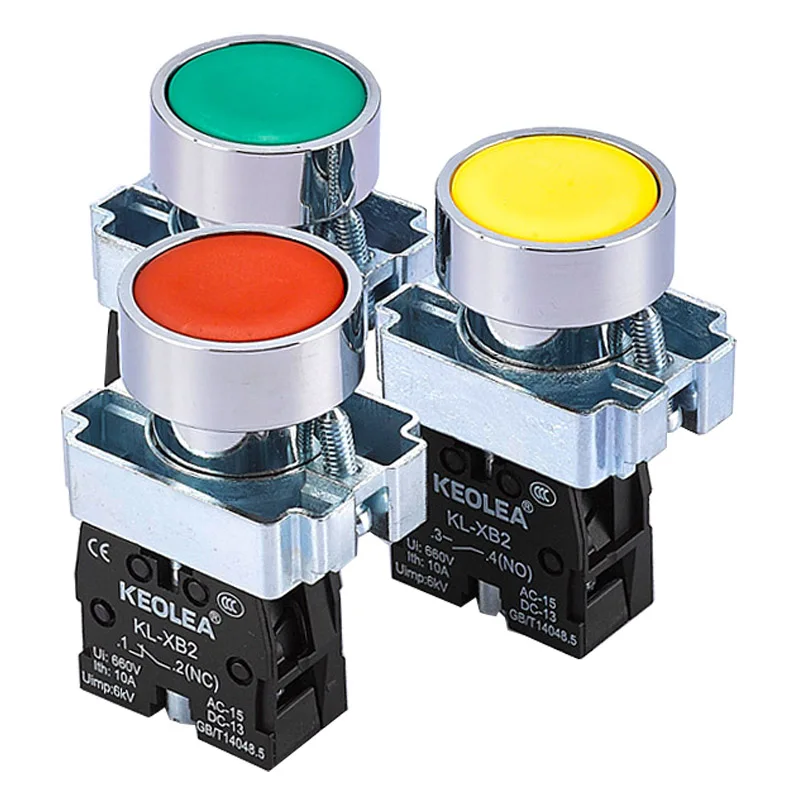 Caja de control de interruptor de botón de Metal XB2, inicio y parada, símbolo de identificación industrial, reinicio automático, interruptor de parada de emergencia circular, nuevo - imagen 3