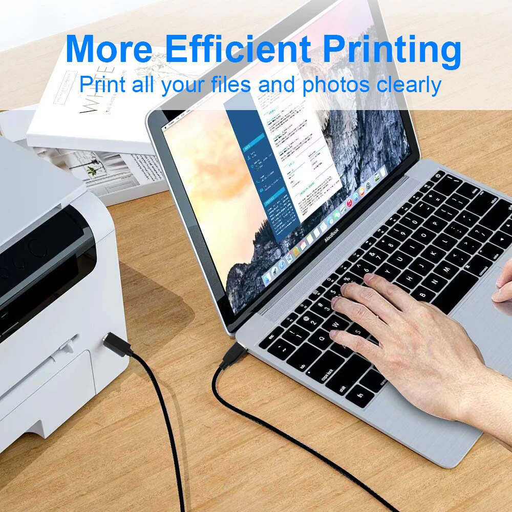 ZOGUO-Cable de impresora USB 2,0, Cable de USB-A a USB-B, escáner de alta velocidad, para HP, Canon, Dell, Epson, Xerox, Samsung, Piano - imagen 5