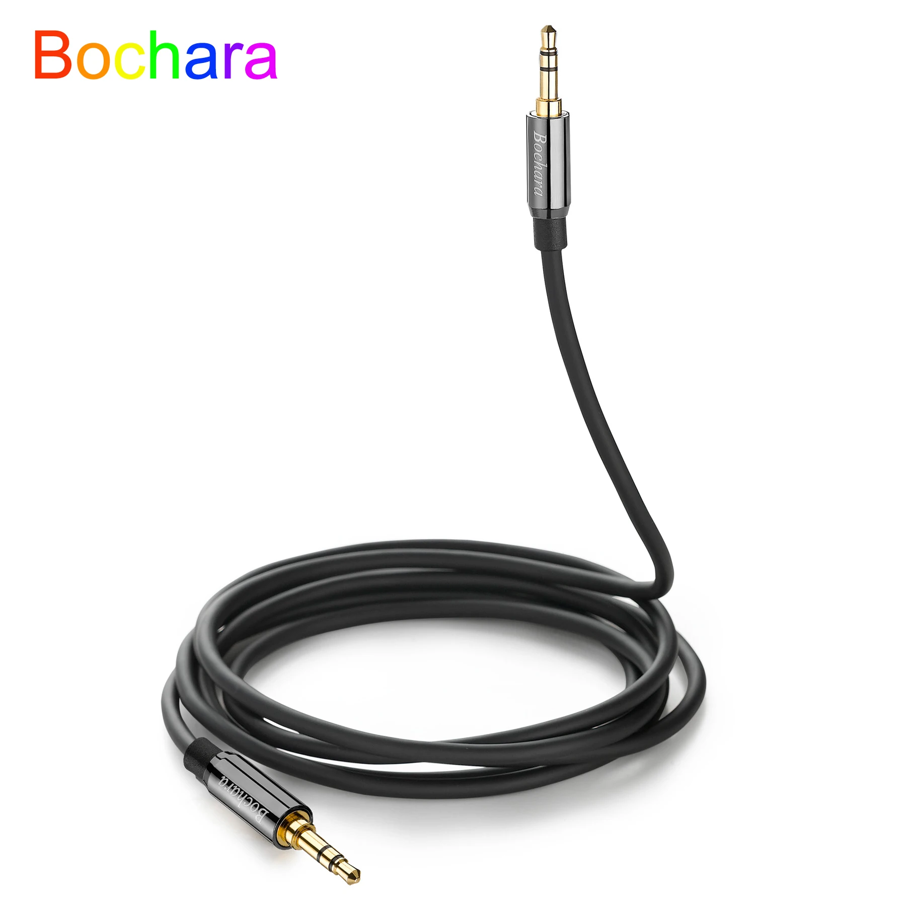 Bochara 1/8 ''TRS 3,5mm OFC AUX Cable de Audio macho a macho carcasa de cobre chapada en oro doble blindado para altavoces auriculares 1,8 m 3m