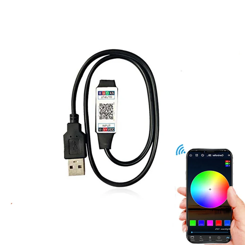 Tira de luces LED USB de 5V CC, mando a distancia RGB con Bluetooth, Control remoto IR inalámbrico RF para tira de luces LED, decoración del hogar - imagen 5