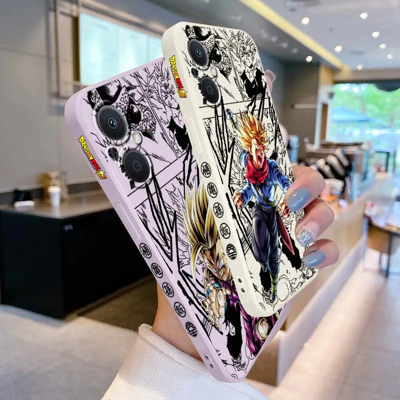 D-Dragon Ball Trunks Saiyan para OPPO Reno 8 7 A96 A78 A74 A72 A58 A53 A40 Lite 5G cubierta de la caja del teléfono de cuerda izquierda líquida - imagen 2