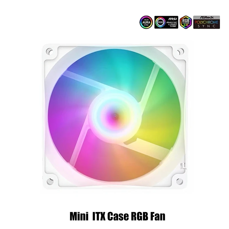 Mini ventilador ARGB con caja ITX, 8cm, 9cm, refrigeración por agua/aire, ventilador de radiador de CPU 8025 9225, enfriador MB 5V SYNC + 4 pines PWM - imagen 5