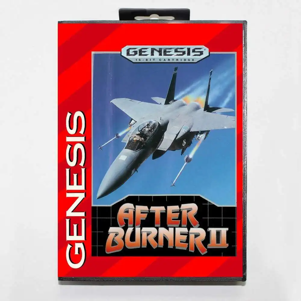 Tarjeta de juego After Burner II MD con caja estadounidense personalizada para consola Sega Megadrive Genesis de 16 bits