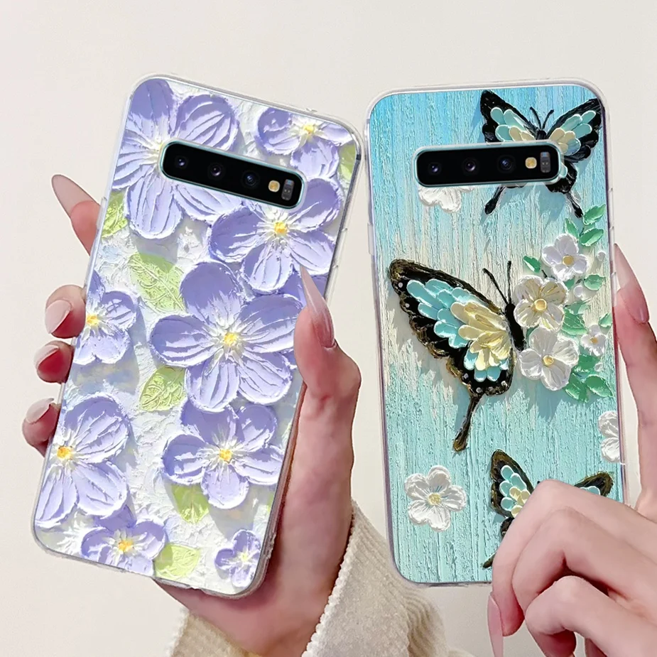Para Samsung Galaxy S10 S10e S10 + funda Cute Cat funda pintada de lujo funda de teléfono de silicona suave para Samsung S10 Plus S 10 S10e bolsas - imagen 3