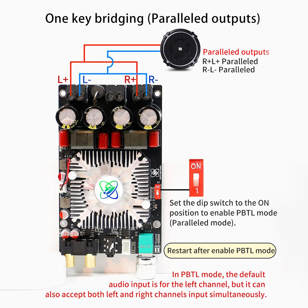 Placa amplificadora de escenario trasero puro XY-AP2202, placa amplificadora Digital HiFi de alta temperatura, fuente de alimentación TPA3251D2 DC12-36V 10A - imagen 5