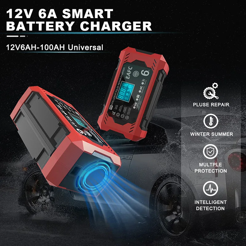 Cargador Inteligente 6A 12V Plomo-Ácido Coche y Moto – LCD - imagen 5
