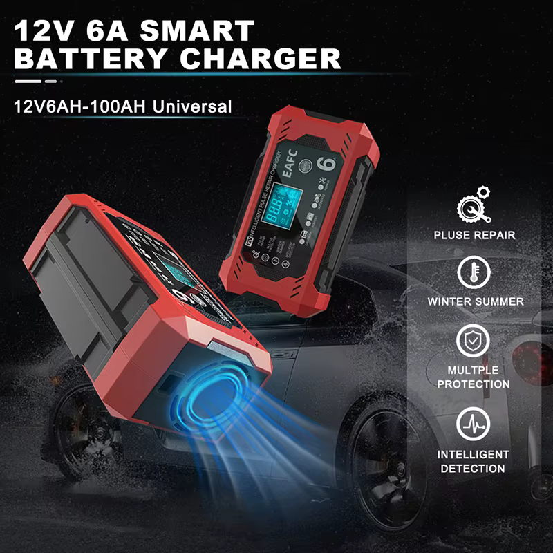 Cargador Inteligente 6A 12V Plomo-Ácido Coche y Moto – LCD - imagen 5