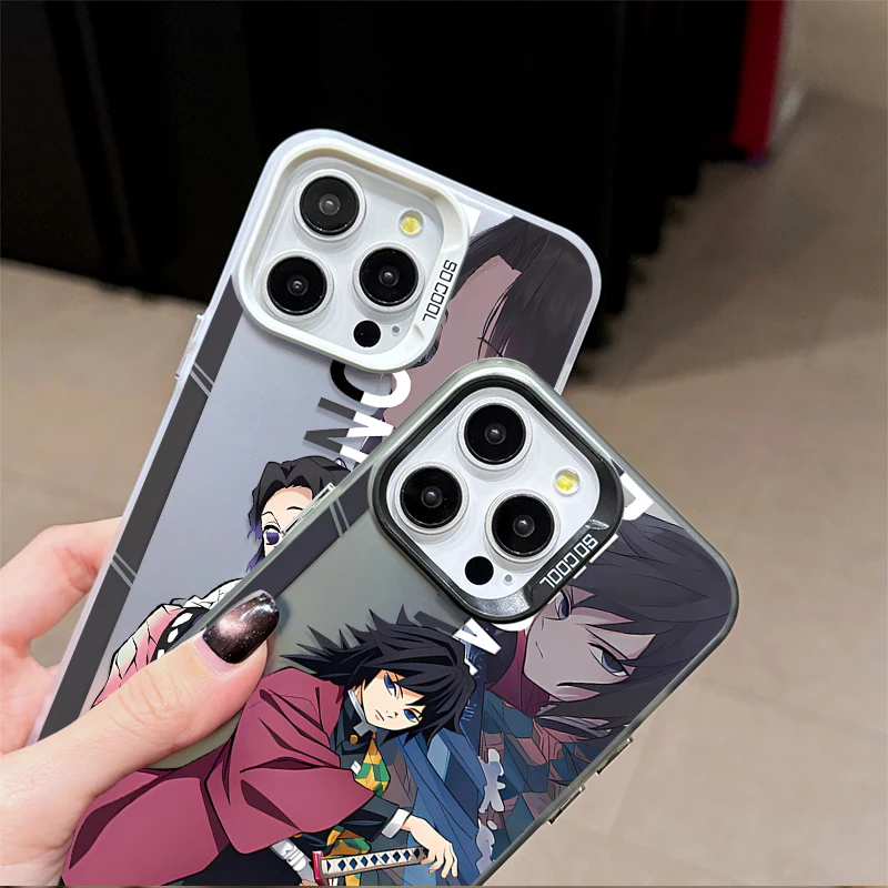 Funda de teléfono genial de Anime d-demon s-slayer para iPhone 16 15 14 13 12 11 Pro Max XS Max XR 7 8 Plus, funda mate de silicona a prueba de golpes - imagen 3