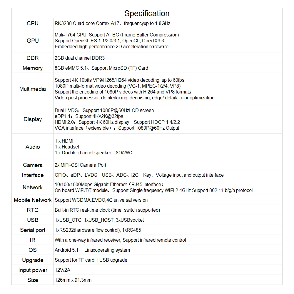 Firefly AIO-3288C Computadora de placa única RK3288 Quad-core Cortex-A17/Android 5,1/Linux/2GB DDR3 de doble canal 8GB eMMC 5 - imagen 4
