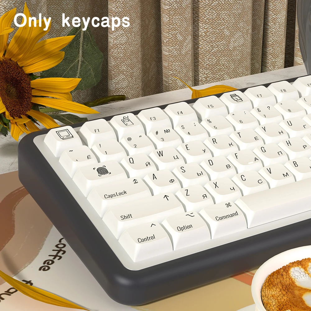 Teclas minimalistas de perfil XDA blanco PBT para teclado mecánico ISO brasileño coreano japonés ruso español francés DIY