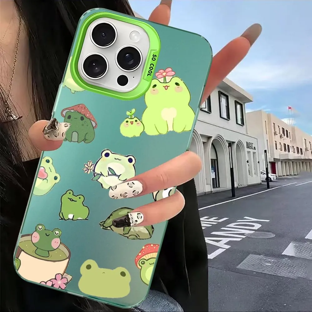 Funda de teléfono con dibujo de rana para iPhone 16 15 14 13 12 11 Pro Max X XR XSMAX 8 7 Plus, funda trasera mate a prueba de golpes - imagen 4