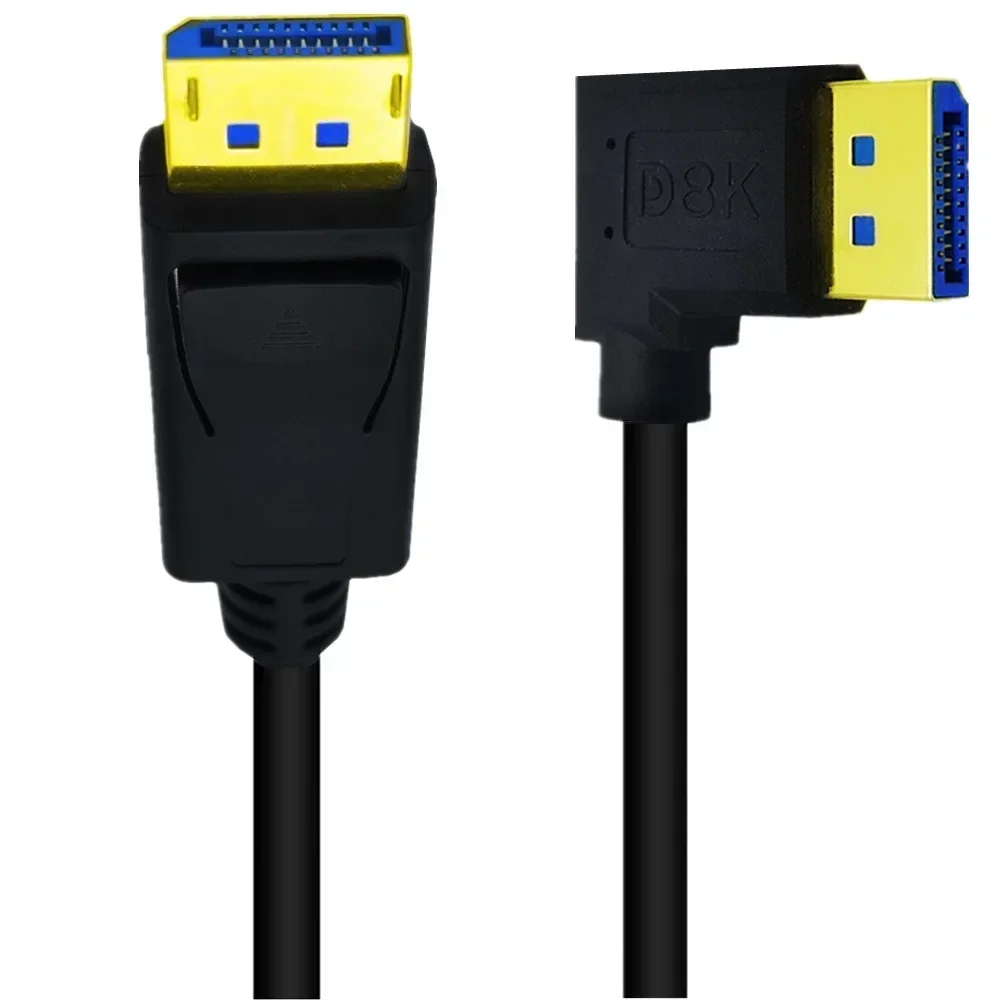 Cable DisplayPort DP 1,4 en ángulo de 90 grados 8K @ 60Hz 4K @ 144Hz HDR puerto de pantalla de alta velocidad 32,4 Gbps macho a Displayport macho 0,3 M - imagen 5