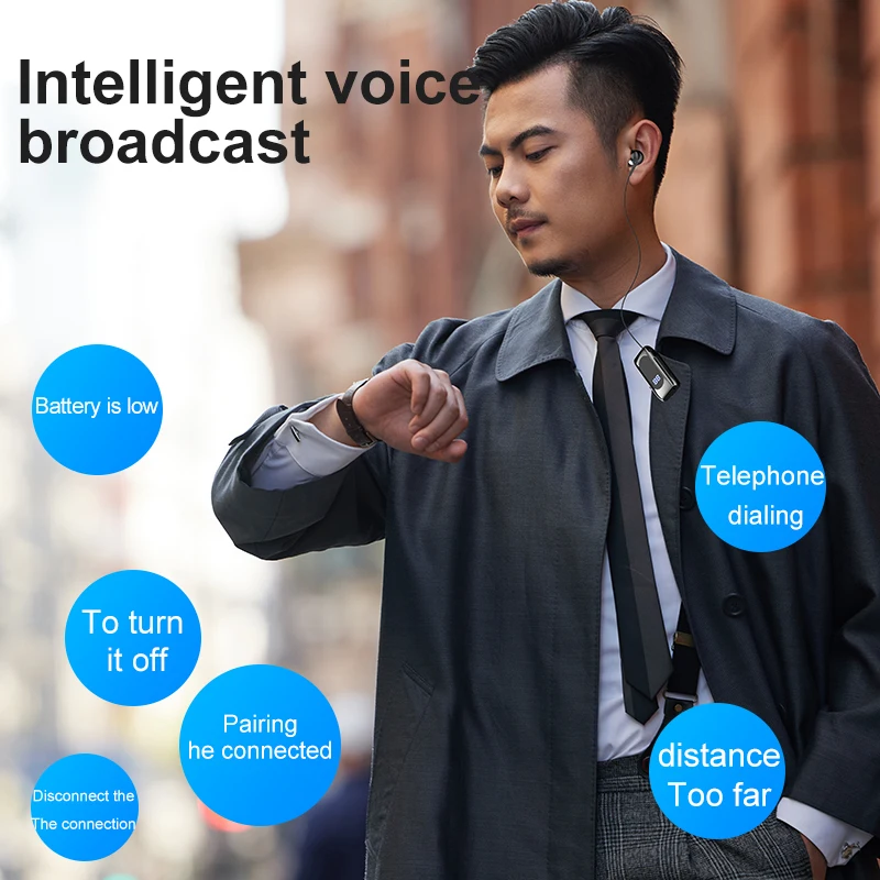 K55 Lavalier Business Bluetooth 5,2 auriculares tiempo de conversación/música 20 horas, pantalla Digital LED, auriculares inalámbricos con cancelación de ruido - imagen 5