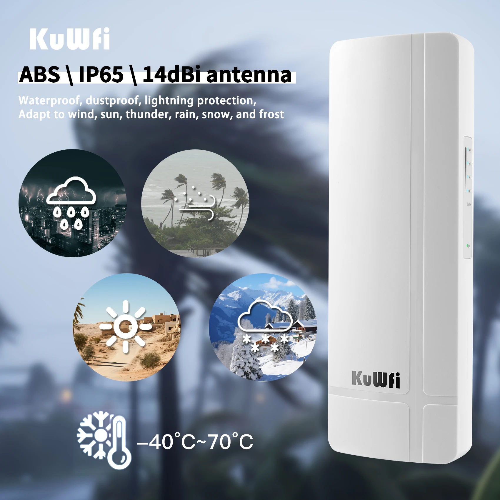 KuWFi 900Mbps exterior CPE puente inalámbrico 5GHz Wifi puente extensor de largo alcance acceso AP Wifi cobertura punto a punto 3KM - imagen 3