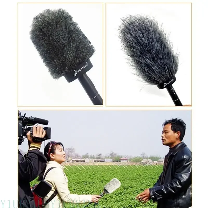 652F Manga parabrisas micrófono, material para cabello sintético para grabación sonido mejorada todos los tamaños