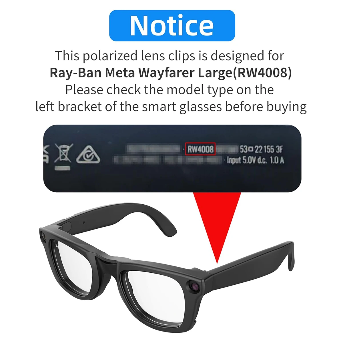 Anmone gafas polarizadas Clip para Ray-Ban Meta Wayfarer RW4008 gafas inteligentes gafas de sol de moda geniales lentes antideslumbrantes - imagen 4