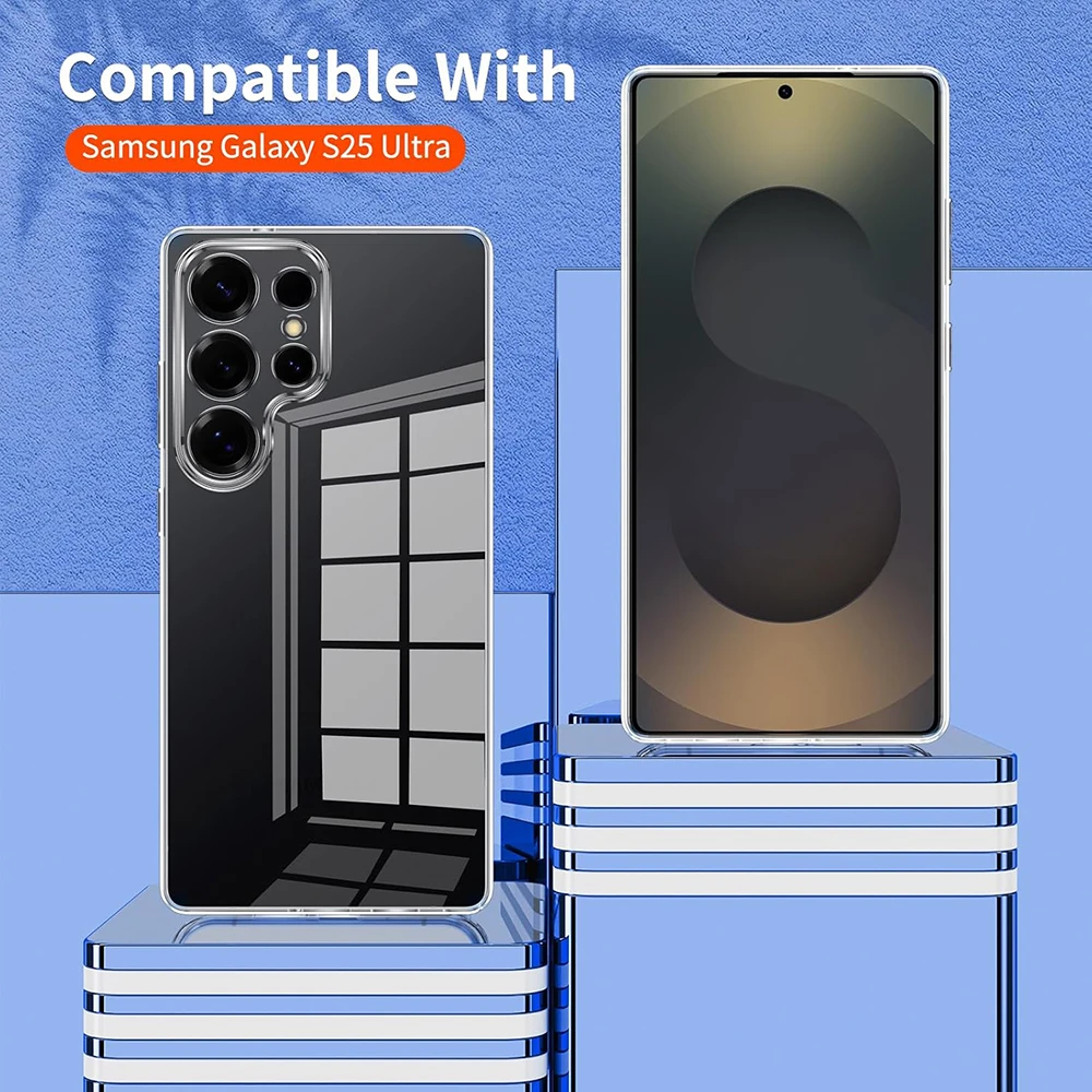 Funda suave de silicona con protección completa para cámara Samsung Galaxy S25 S24 S23 Ultra FE Plus, carcasa trasera ultrafina transparente S 25 24 - imagen 2