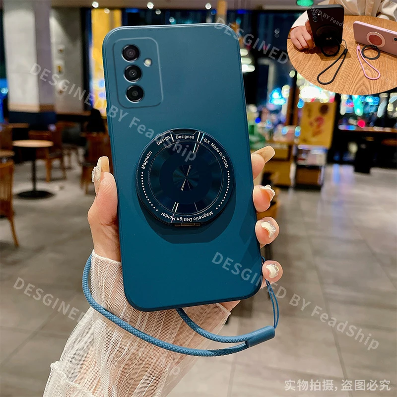 Funda de teléfono con soporte magnético para Samsung Galaxy M51 M53 M55 M35 M34 M33 funda suave de silicona M21 M31 M15 M14 M13 con soporte