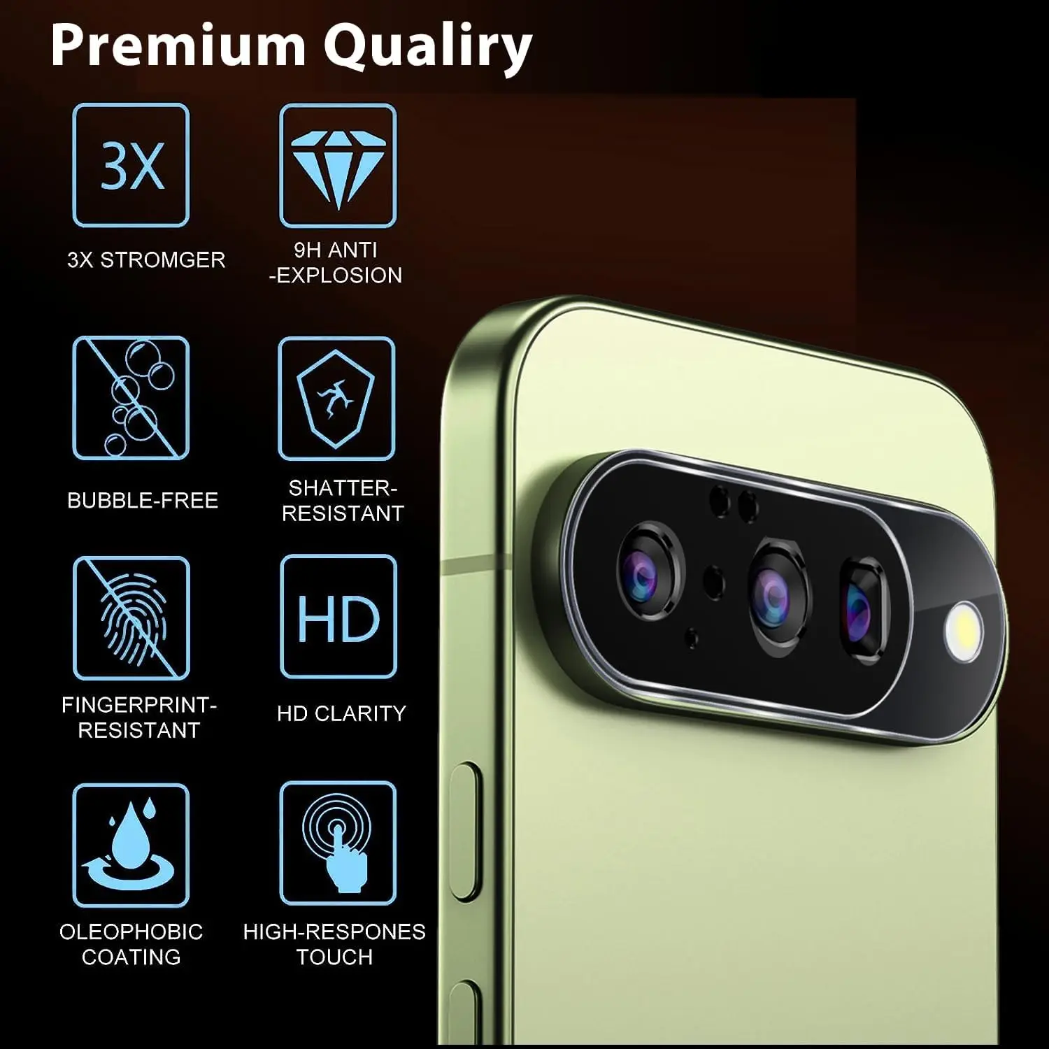 Protectores de lente de cámara trasera de vidrio templado 3D 9H para Google Pixel 10 Pro XL HD, películas protectoras de lentes transparentes antiarañazos, 1-3 uds. - imagen 2