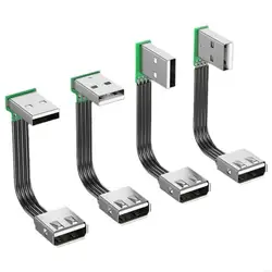 Cable de datos de carga de extensión en ángulo 90 USB 2,0 A macho a hembra súper plano flexible USB macho a hembra derecha/izquierda/abajo/arriba