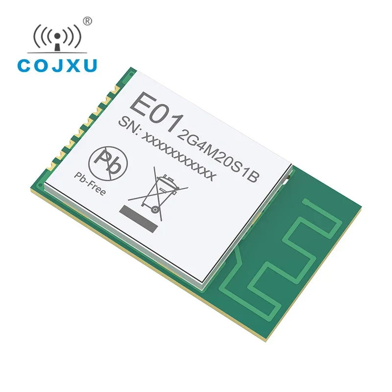 Módulo RF de 2,4 GHz, módulo SPI de 20dBm, escudo RF SMD ISM de 800m, tamaño pequeño, PA integrado LNA E01-2G4M20S1B, transmisor y receptor de datos