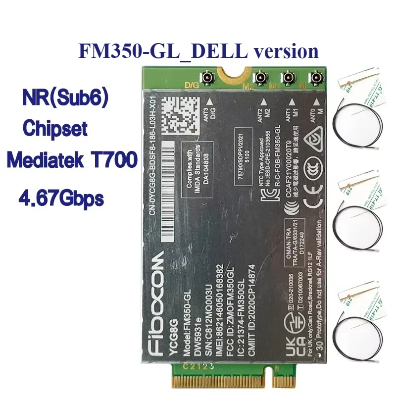 Módulo FM350-GL 5G M.2 Intel 5G Solución 5000, Compatible con Latitude 7440/5531/9330/3571 para computadora portátil 5G Actualización y alta velocidad