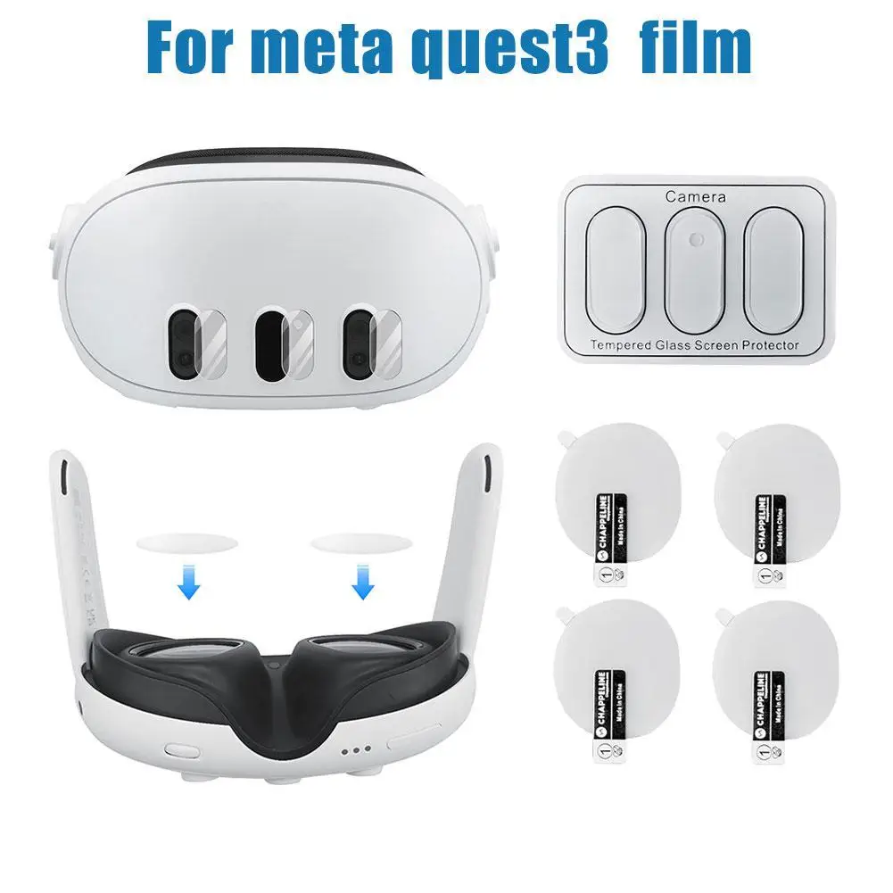 Juego de vidrio templado para Meta Quest 3 VR, Protector de lente HD transparente, película protectora para Meta antiarañazos Quest3, accesorios