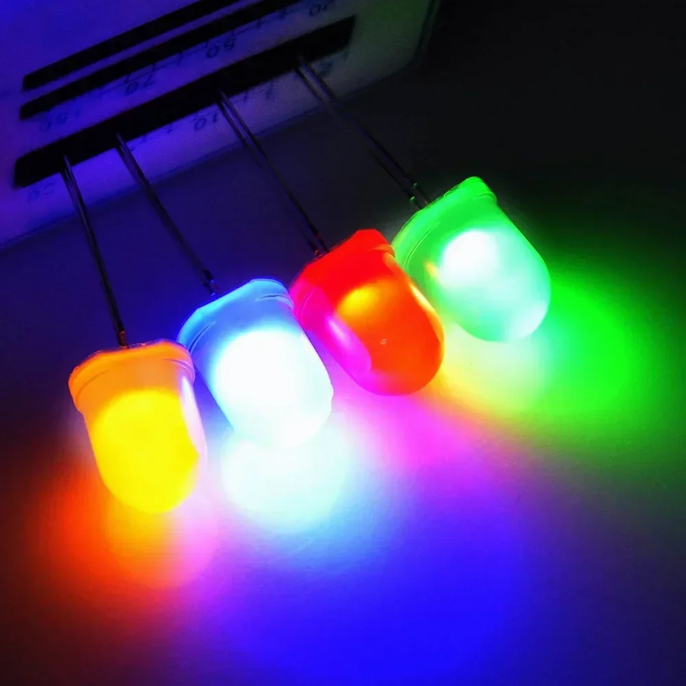 Diodo LED 3,2 V 10mm diodos LED emisores de luz iluminación individual blanco rojo verde azul amarillo para bombillas electrónicas Diy - imagen 5